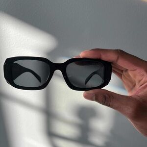 NEW Prada Symbole Sunglasses PR 17WS Black Rectangle Frames